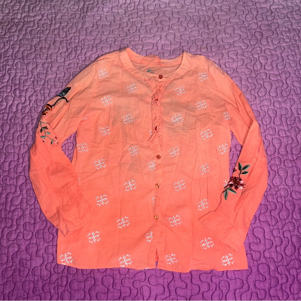 Embroidered Orange Kids Shirt